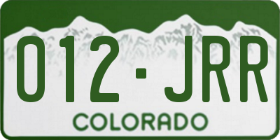 CO license plate 012JRR