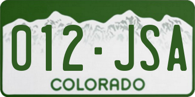 CO license plate 012JSA