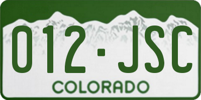 CO license plate 012JSC