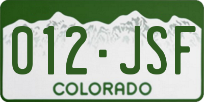 CO license plate 012JSF