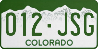 CO license plate 012JSG