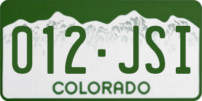 CO license plate 012JSI