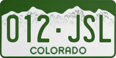 CO license plate 012JSL