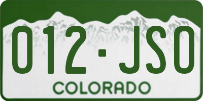 CO license plate 012JSO