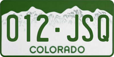 CO license plate 012JSQ