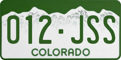 CO license plate 012JSS