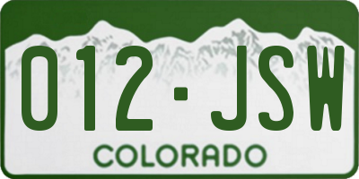CO license plate 012JSW