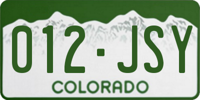 CO license plate 012JSY