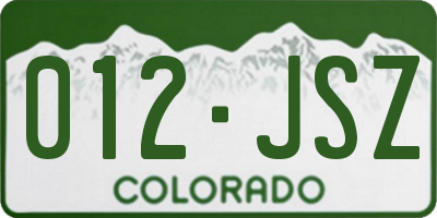 CO license plate 012JSZ