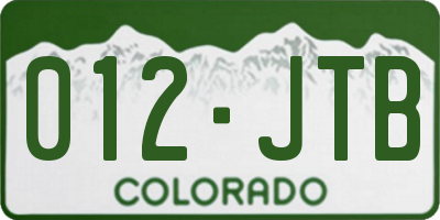 CO license plate 012JTB