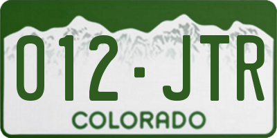 CO license plate 012JTR