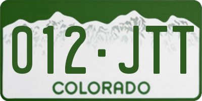 CO license plate 012JTT