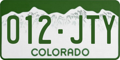 CO license plate 012JTY