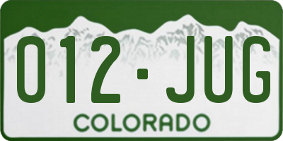 CO license plate 012JUG