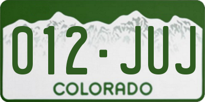CO license plate 012JUJ