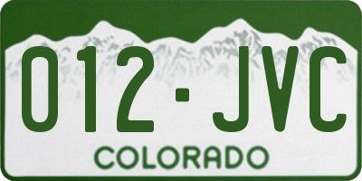 CO license plate 012JVC
