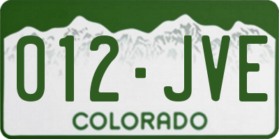 CO license plate 012JVE