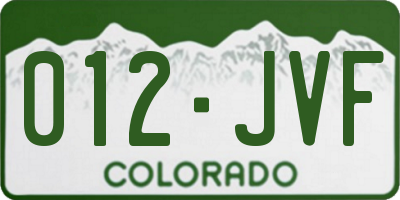 CO license plate 012JVF