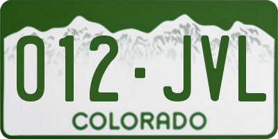 CO license plate 012JVL