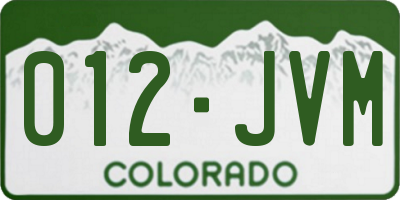 CO license plate 012JVM