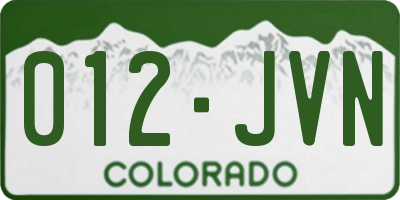 CO license plate 012JVN
