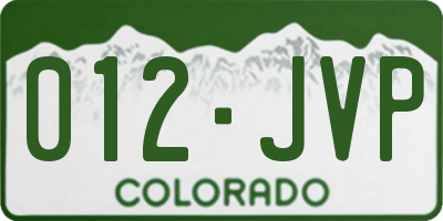 CO license plate 012JVP