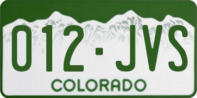 CO license plate 012JVS