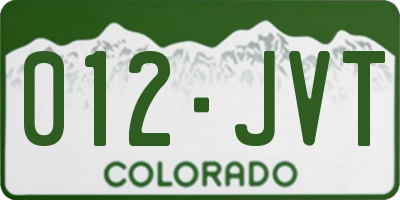 CO license plate 012JVT