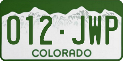 CO license plate 012JWP
