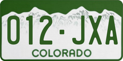 CO license plate 012JXA