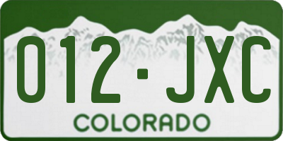 CO license plate 012JXC