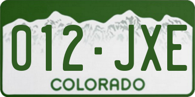 CO license plate 012JXE