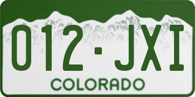 CO license plate 012JXI