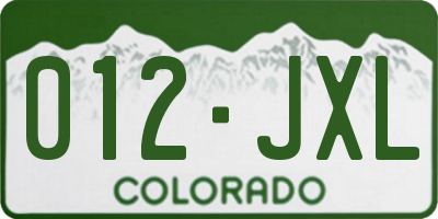 CO license plate 012JXL