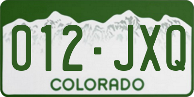 CO license plate 012JXQ