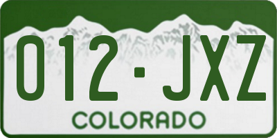 CO license plate 012JXZ