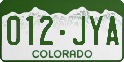 CO license plate 012JYA