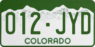 CO license plate 012JYD