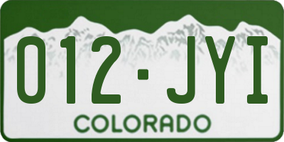 CO license plate 012JYI