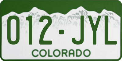 CO license plate 012JYL