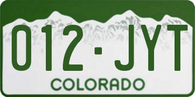 CO license plate 012JYT