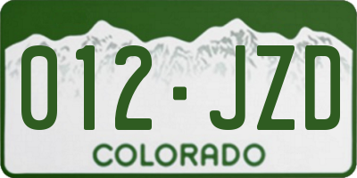 CO license plate 012JZD