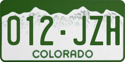 CO license plate 012JZH
