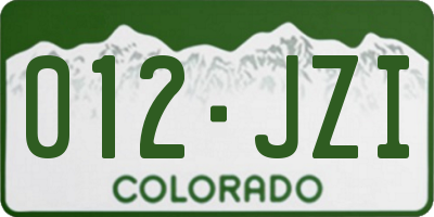 CO license plate 012JZI