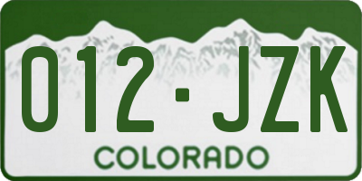CO license plate 012JZK