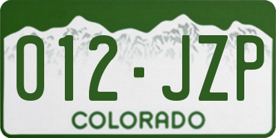CO license plate 012JZP