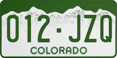 CO license plate 012JZQ