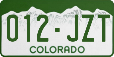 CO license plate 012JZT