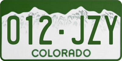 CO license plate 012JZY