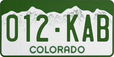 CO license plate 012KAB